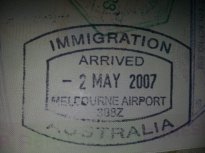 Australian Immigration stamp on arrival image